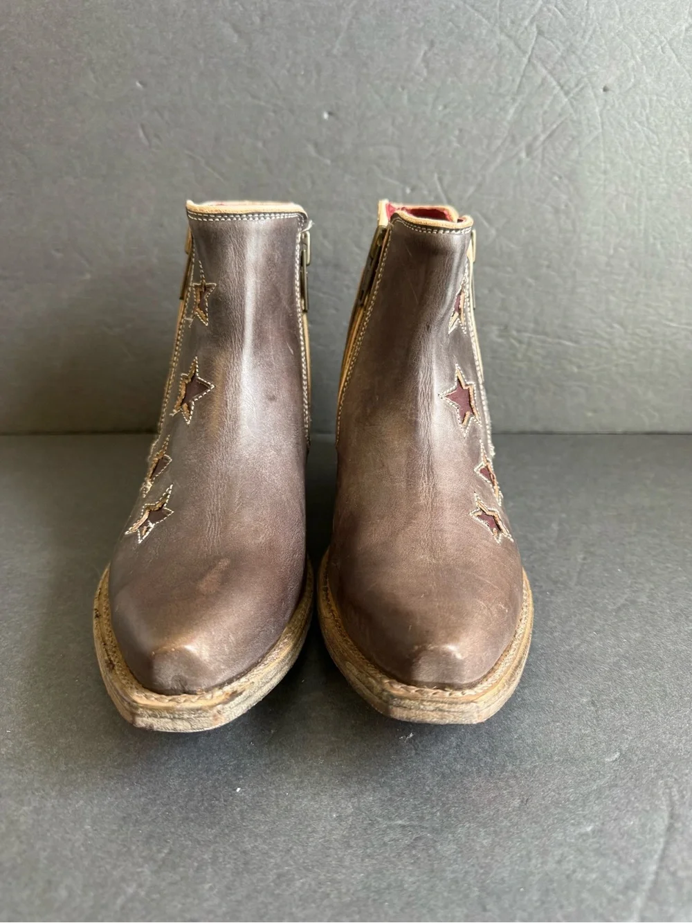 Freebird by Steven Weaver Stars Boots Snip Toe Leather Ankle Coastal Cowgirl 9 - Picture 3 of 14